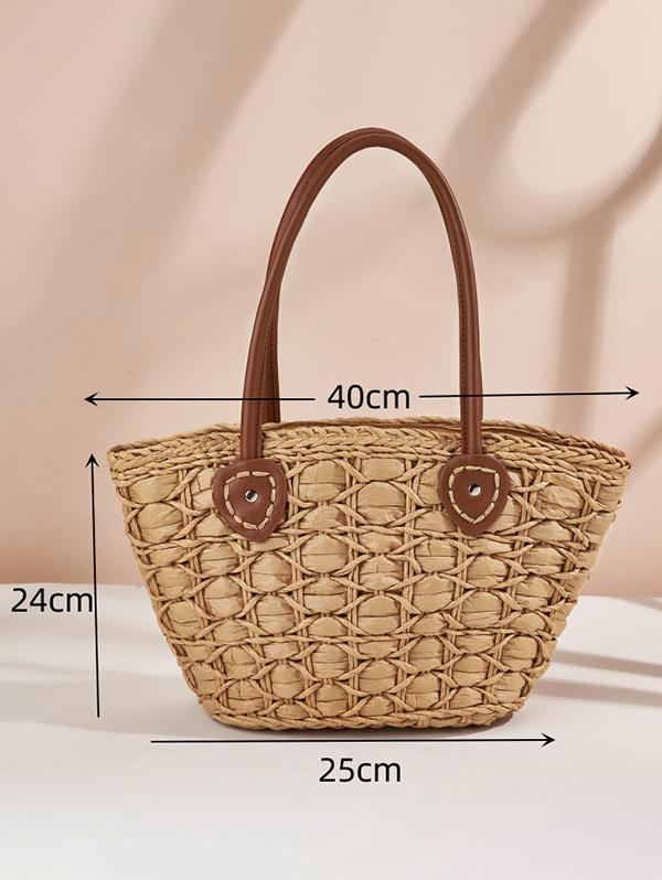 Large Capacity Beach Vacation Straw Raffia Tote Bag