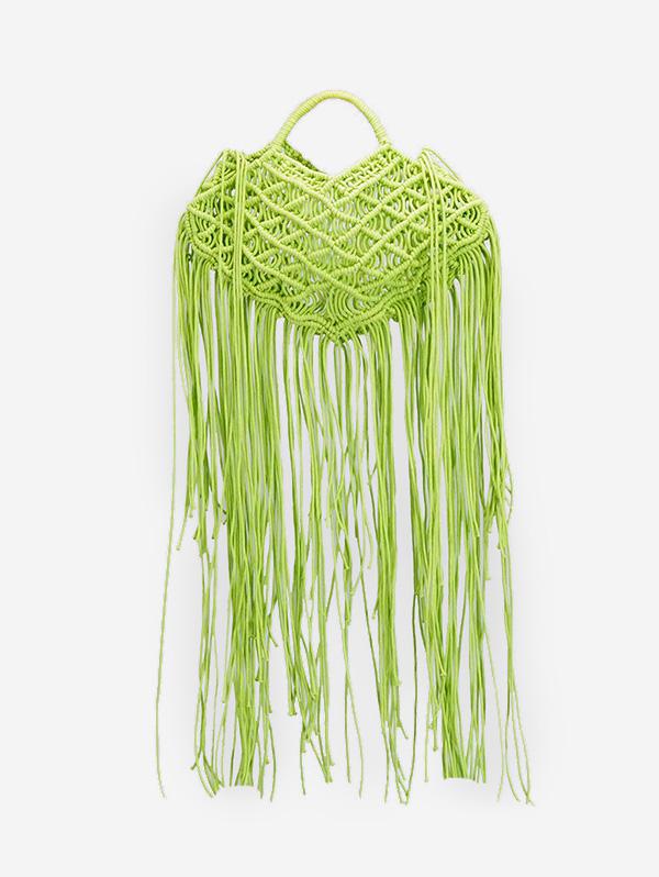 Hollow Out Handmade Braided Tassel Design Beach Tote Bag