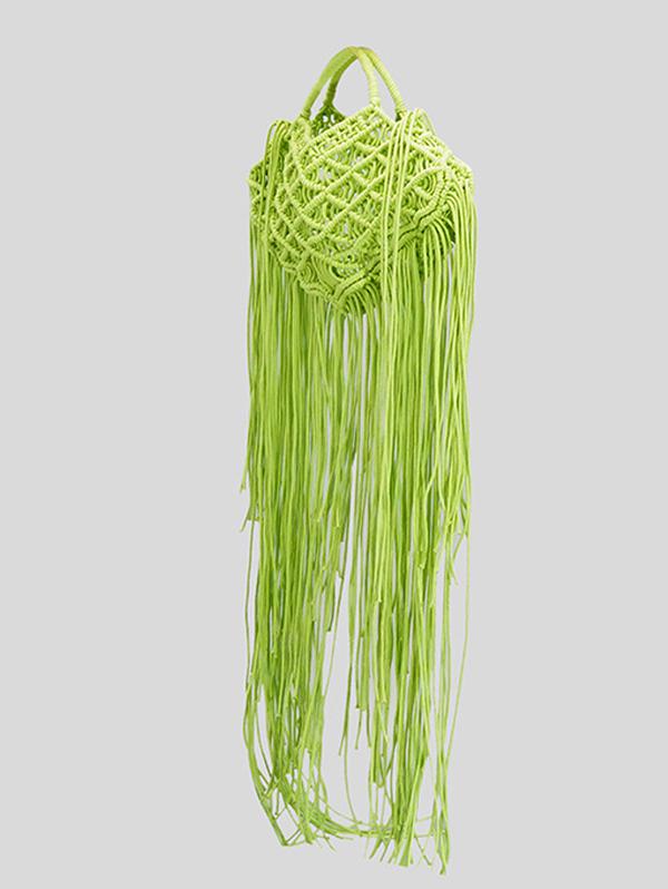 Hollow Out Handmade Braided Tassel Design Beach Tote Bag