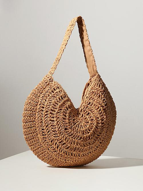 Minimalist Large Capacity Straw Raffia Beach Vacation Tote Bag