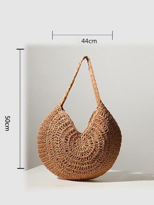 Minimalist Large Capacity Straw Raffia Beach Vacation Tote Bag