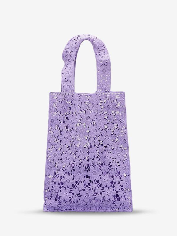 Women's Beach Vacation Flower Pattern Hollow Out Crochet Shoulder Bag