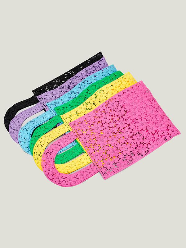 Women's Beach Vacation Flower Pattern Hollow Out Crochet Shoulder Bag