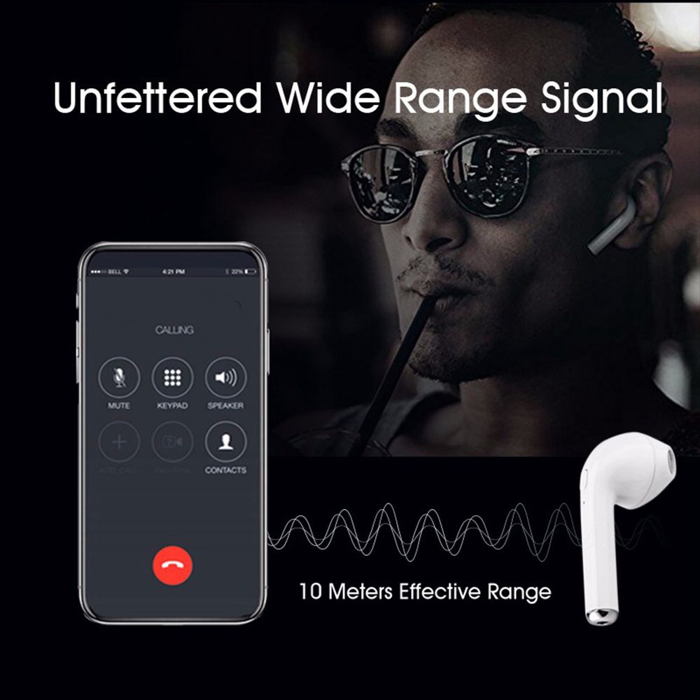 i7 Wireless BT Earphones Mini Earbud Portable Stereo Handfree Earphone Left and Right Ear with Charging Box