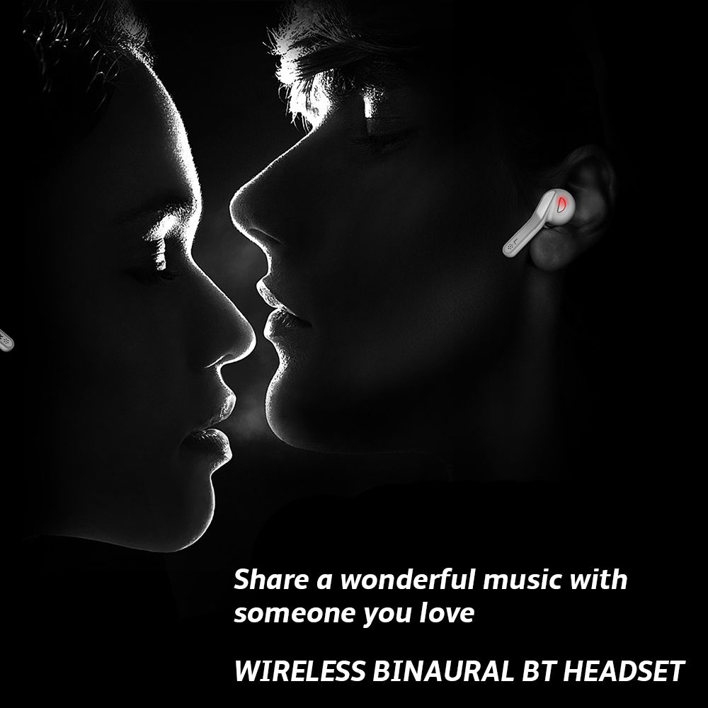 BT Earphone True Wireless Stereo Earbud Headset for Phone White