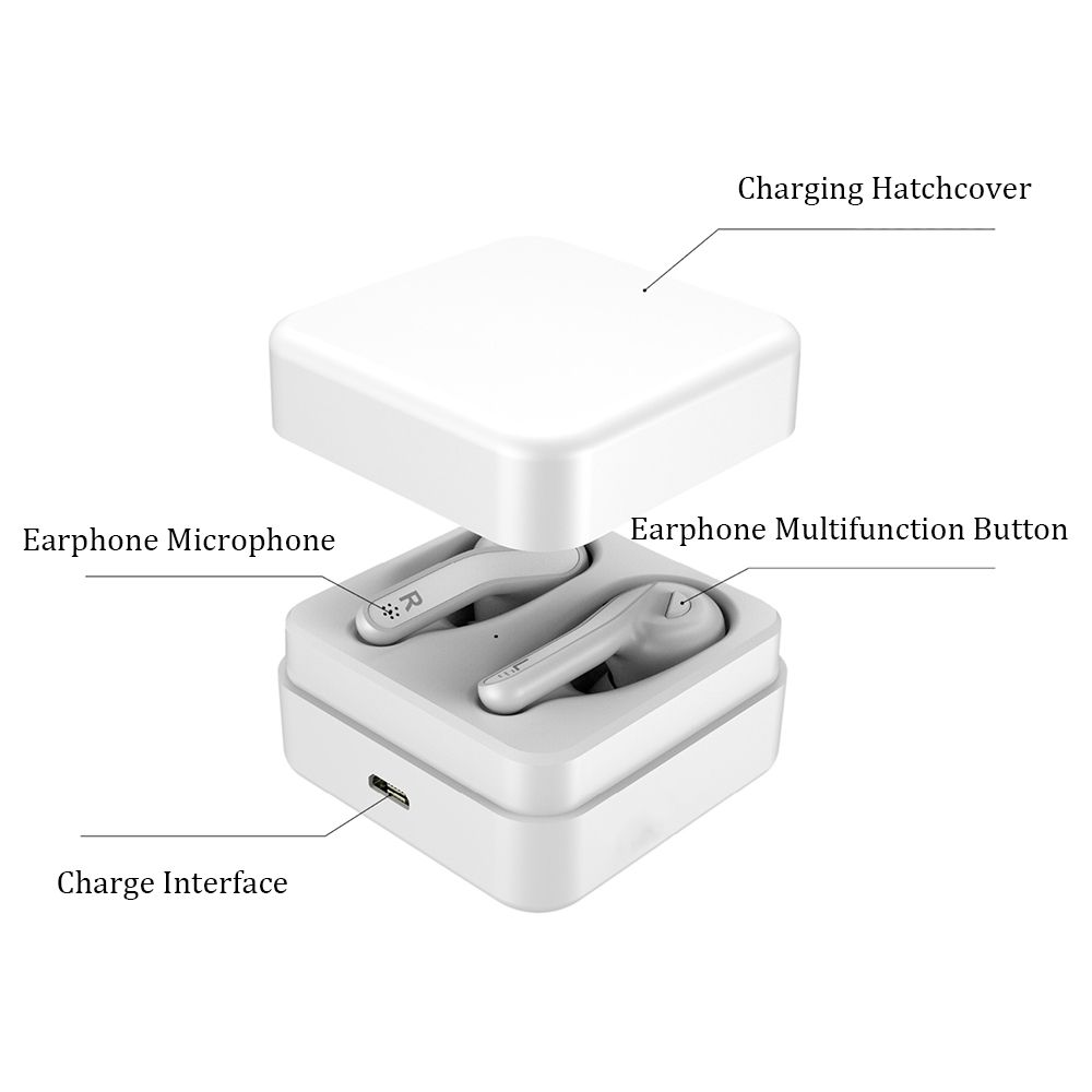 BT Earphone True Wireless Stereo Earbud Headset for Phone White