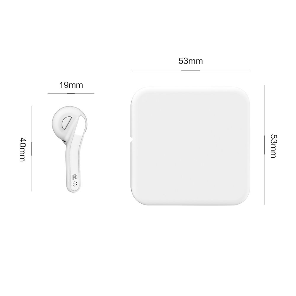 BT Earphone True Wireless Stereo Earbud Headset for Phone White