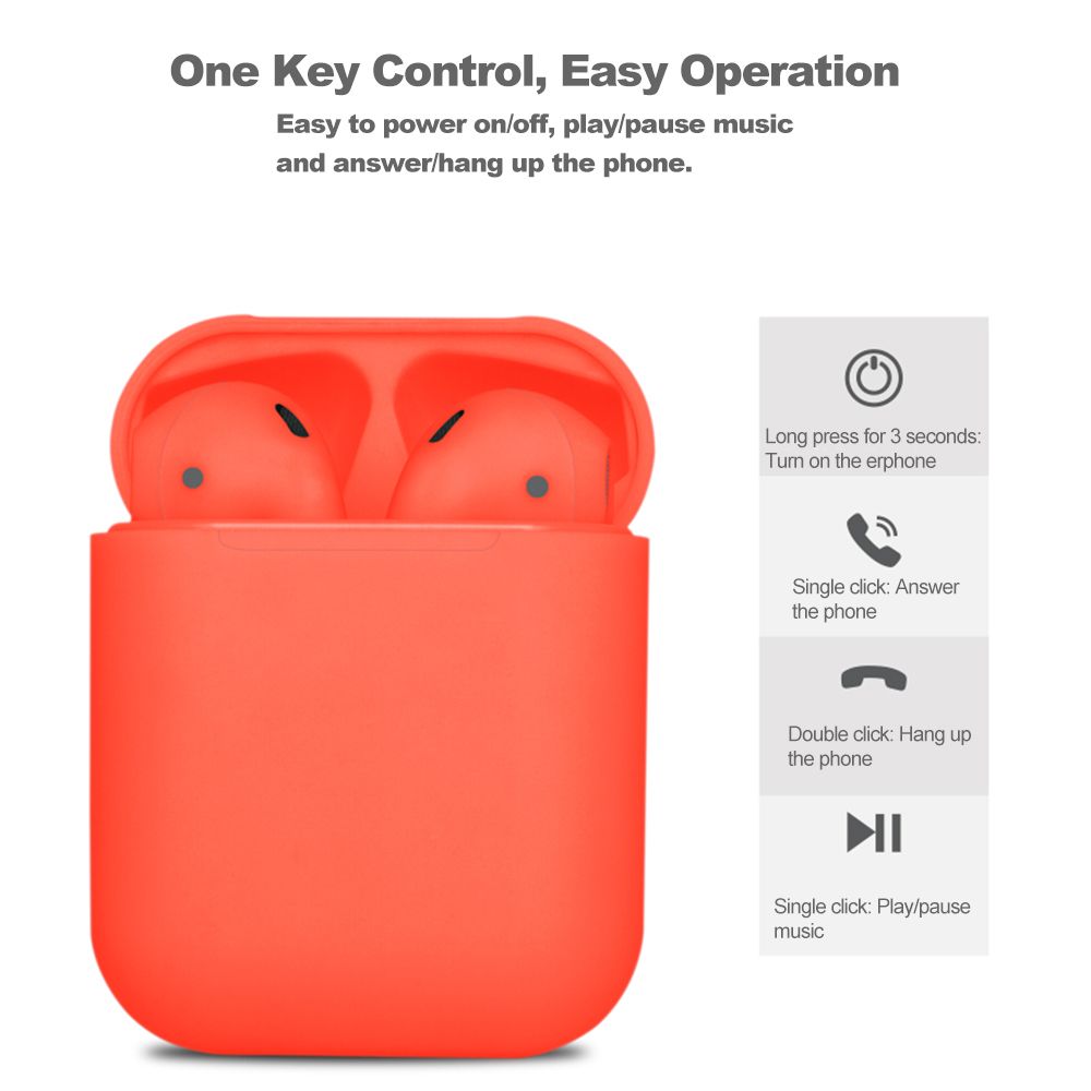 i12 BT5.0 Wire-less Earphones Headphones BT Headset Mini Stereo In-Ear Earbuds with Charging Box