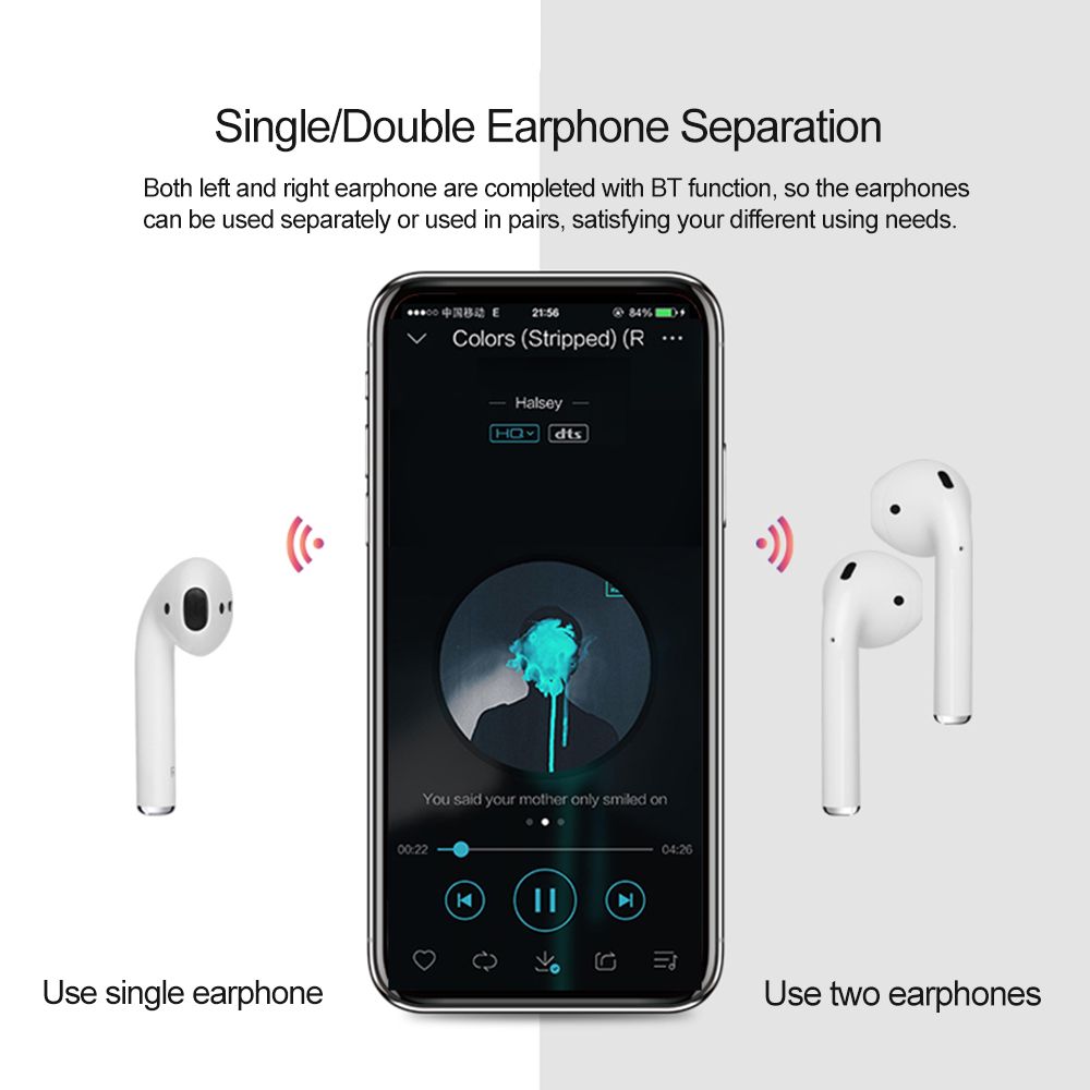 i12 BT5.0 Wire-less Earphones Headphones BT Headset Mini Stereo In-Ear Earbuds with Charging Box