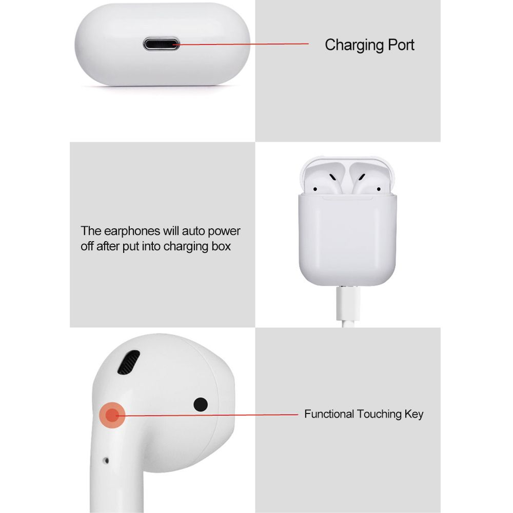 i12 BT5.0 Wire-less Earphones Headphones BT Headset Mini Stereo In-Ear Earbuds with Charging Box