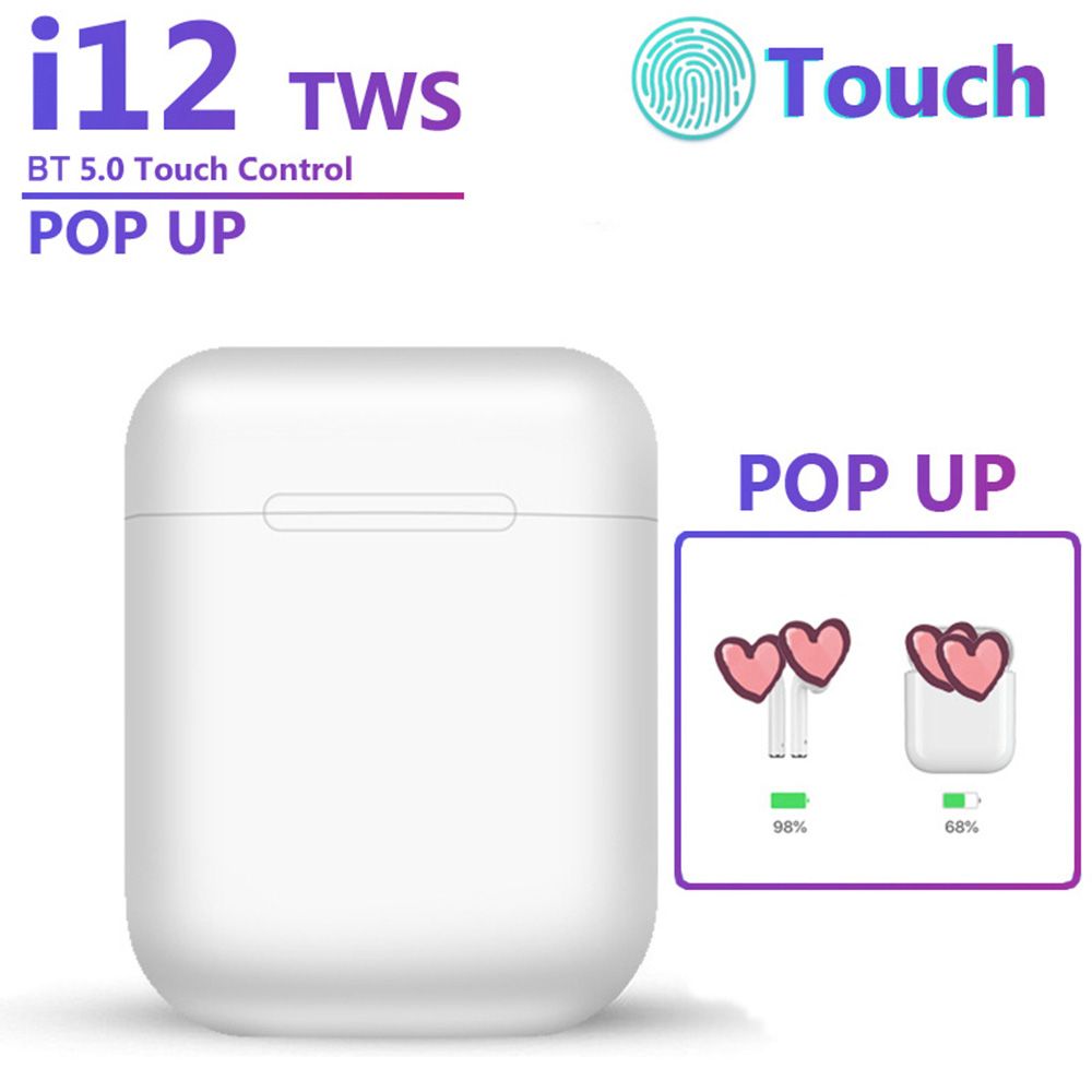 i12 T-WS Cordless Earphones Mini BT 5.0 Stereo Sport Earphones Handsfree with Charge BOX for Phone