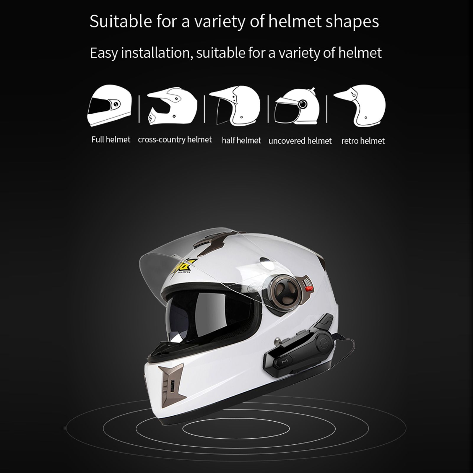 Motorcycle BT Intercom with Helmet BT Headset Waterproof Universal Communication System for ATV Dirt Bike Motorcycle