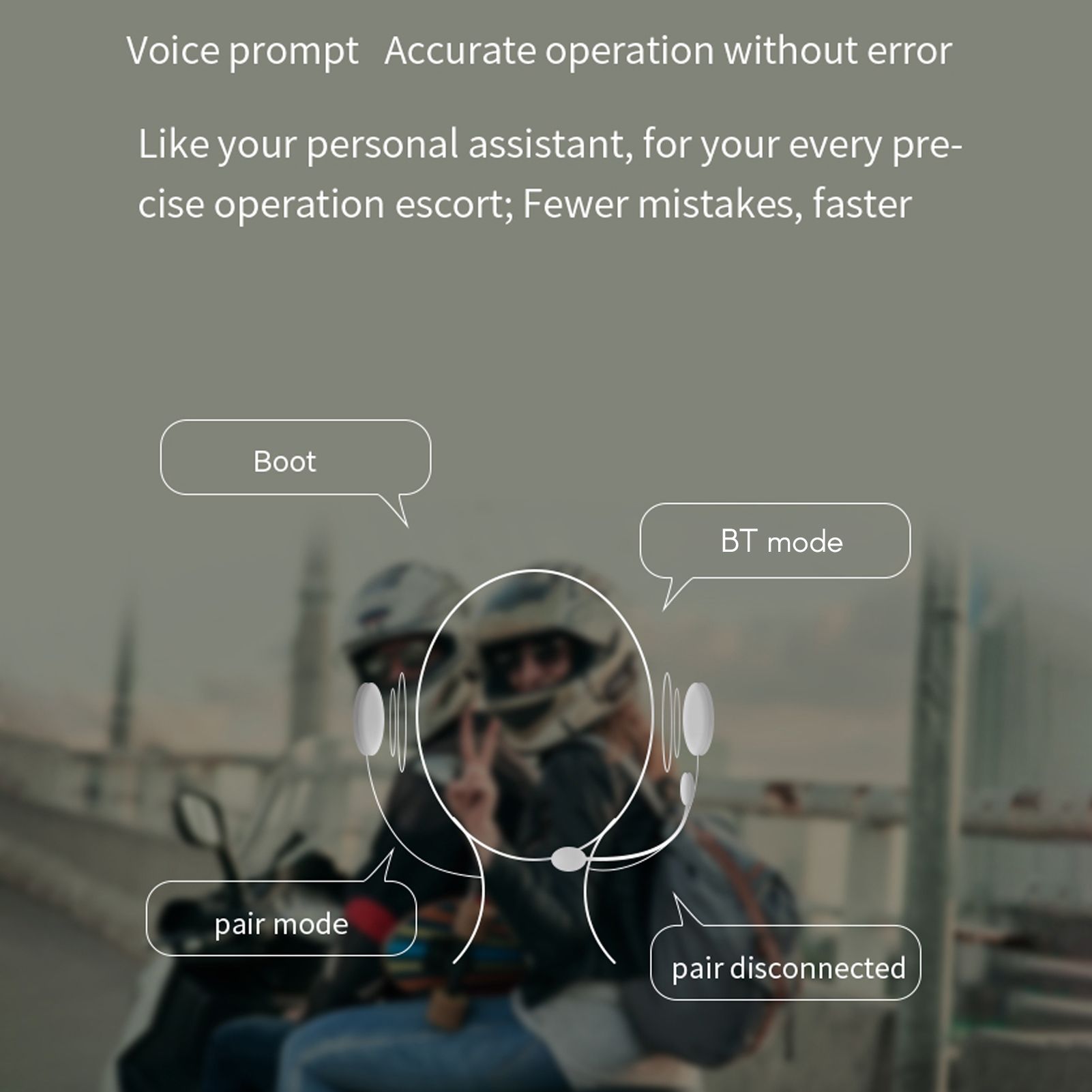 Motorcycle BT Intercom with Helmet BT Headset Waterproof Universal Communication System for ATV Dirt Bike Motorcycle