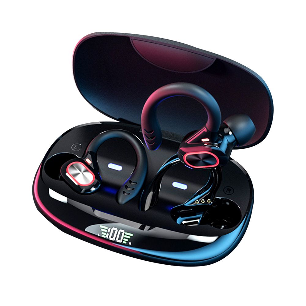 True Wireless Stereo BT 5.0 Earphones Chargeable Stereo Sound Earbuds Waterproof Touch-control Headset Compatible with Android/iOS/PC Tablet Black