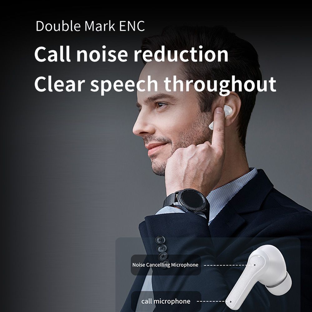 TWS ENC Noise Cancelling Headphones P9 BT Wireless Earphones Double Mark ENC Noise-cancelling calls Long Battery Life  Black