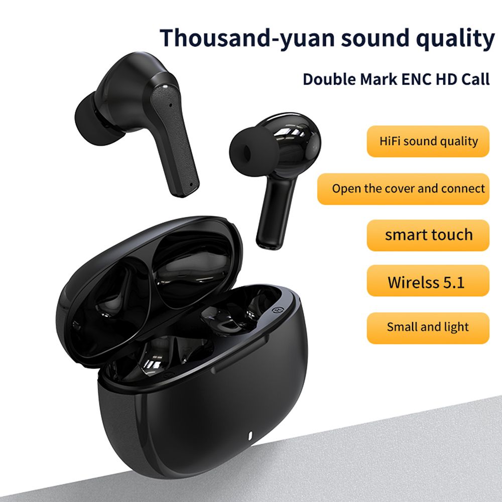 TWS ENC Noise Cancelling Headphones P9 BT Wireless Earphones Double Mark ENC Noise-cancelling calls Long Battery Life  Black