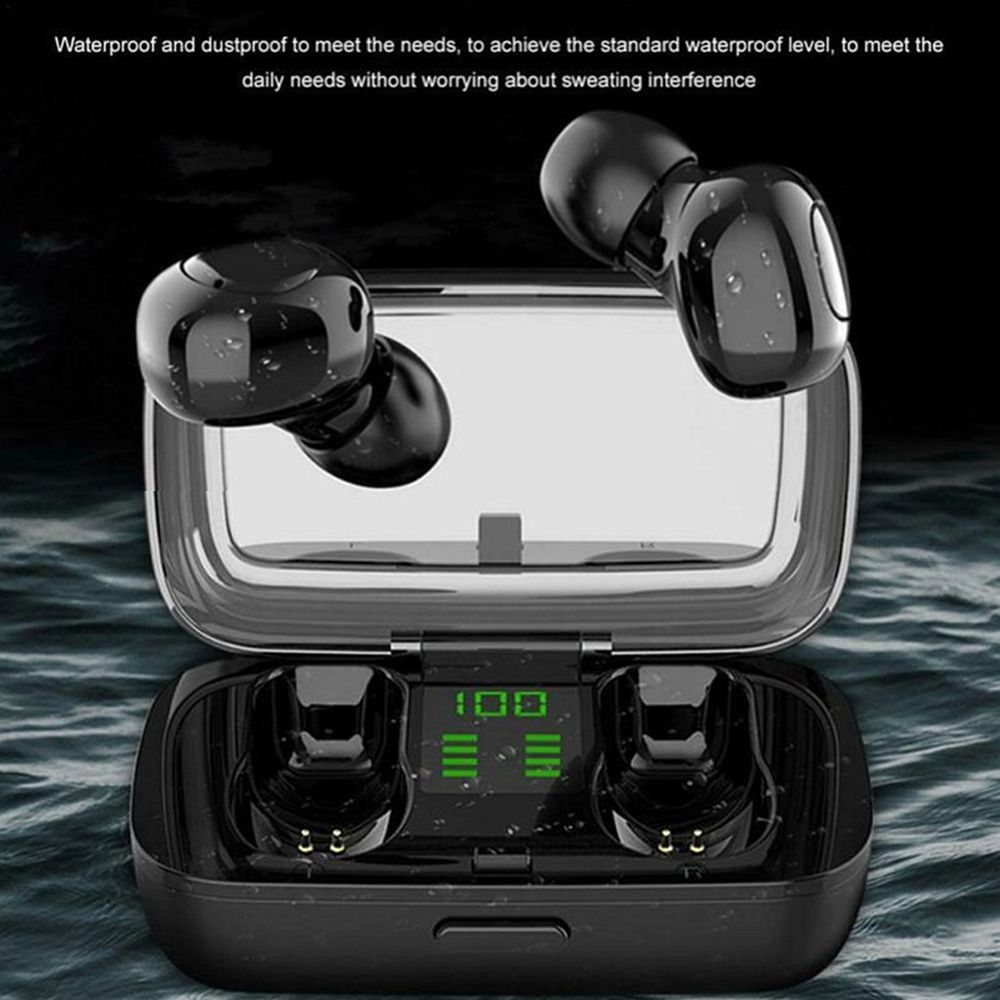 XG-23 Sports Headphones IPX6 Waterproof Sweatproof Headset Stereo Sound Binaural Calling In-Ear Ergonomic Design Earbuds Intelligent Noise Reduction Canceling Cancellation Earphones with LED Digital Display Charging Case Box and Cable