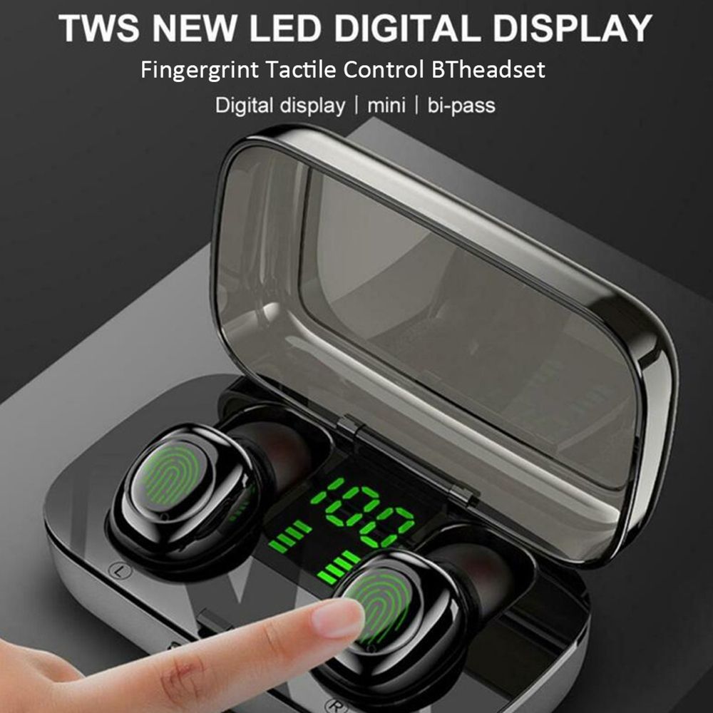 XG-23 Sports Headphones IPX6 Waterproof Sweatproof Headset Stereo Sound Binaural Calling In-Ear Ergonomic Design Earbuds Intelligent Noise Reduction Canceling Cancellation Earphones with LED Digital Display Charging Case Box and Cable