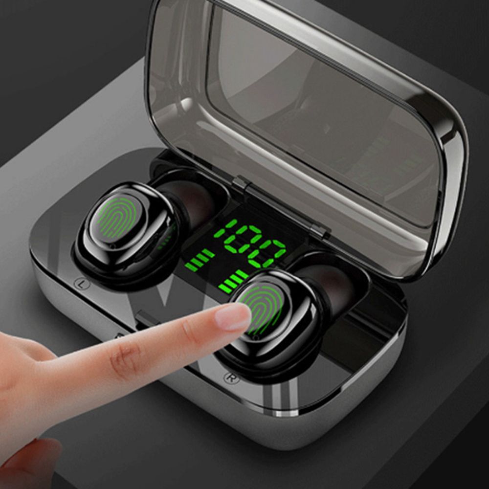 XG-23 Sports Headphones IPX6 Waterproof Sweatproof Headset Stereo Sound Binaural Calling In-Ear Ergonomic Design Earbuds Intelligent Noise Reduction Canceling Cancellation Earphones with LED Digital Display Charging Case Box and Cable
