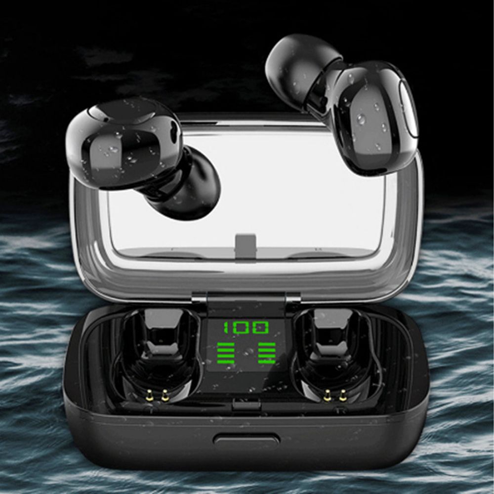 XG-23 Sports Headphones IPX6 Waterproof Sweatproof Headset Stereo Sound Binaural Calling In-Ear Ergonomic Design Earbuds Intelligent Noise Reduction Canceling Cancellation Earphones with LED Digital Display Charging Case Box and Cable