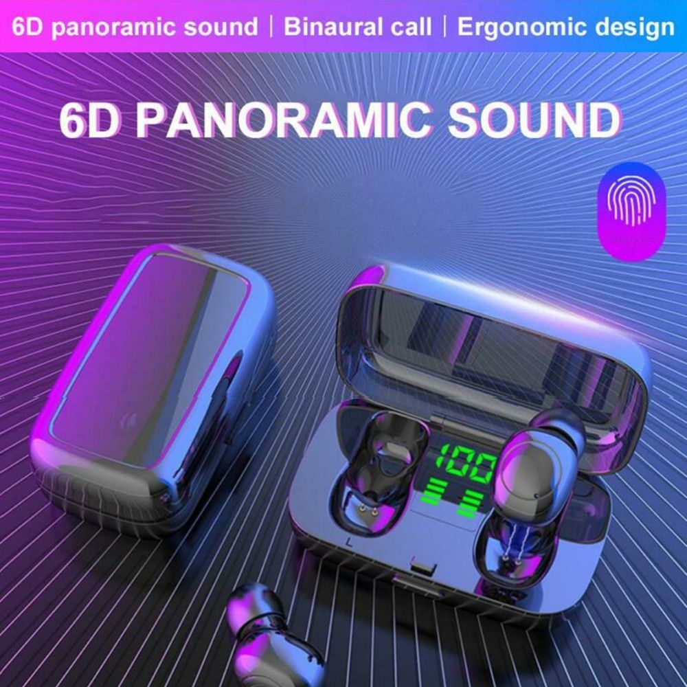 XG-23 Sports Headphones IPX6 Waterproof Sweatproof Headset Stereo Sound Binaural Calling In-Ear Ergonomic Design Earbuds Intelligent Noise Reduction Canceling Cancellation Earphones with LED Digital Display Charging Case Box and Cable