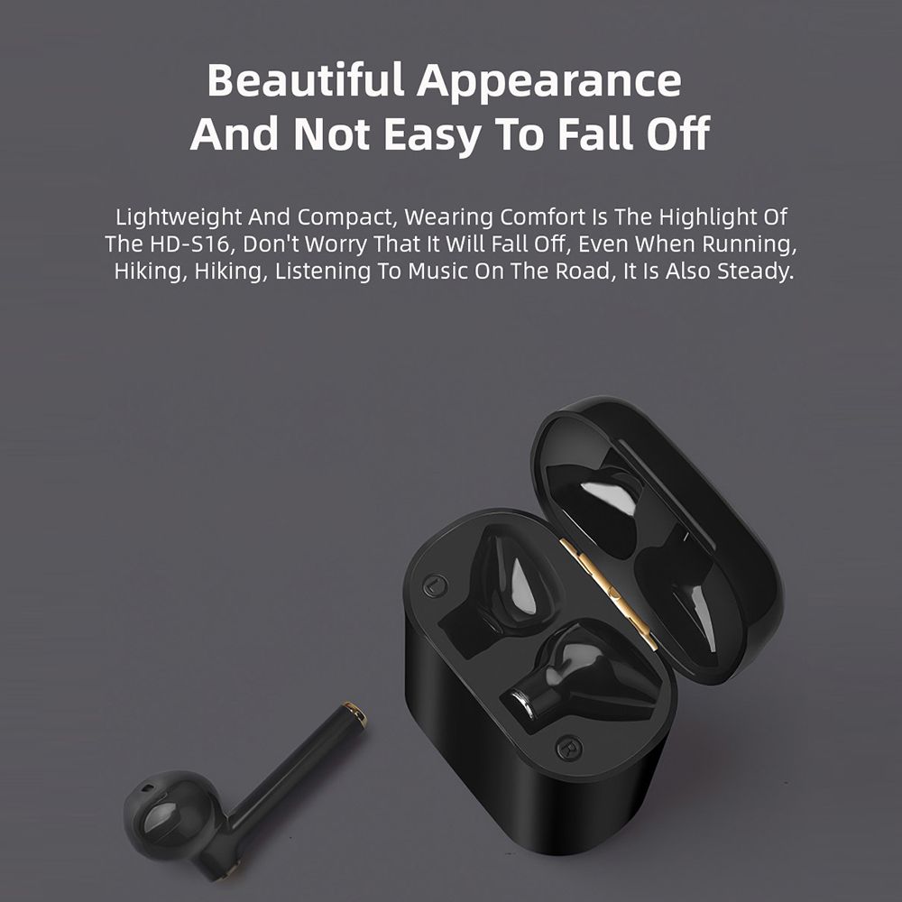 HD-S16 True Wireless BT Headset Sports Earphones Business Earbuds Stereo Touch Control for iPhone Noise Reduction Mini Headphones