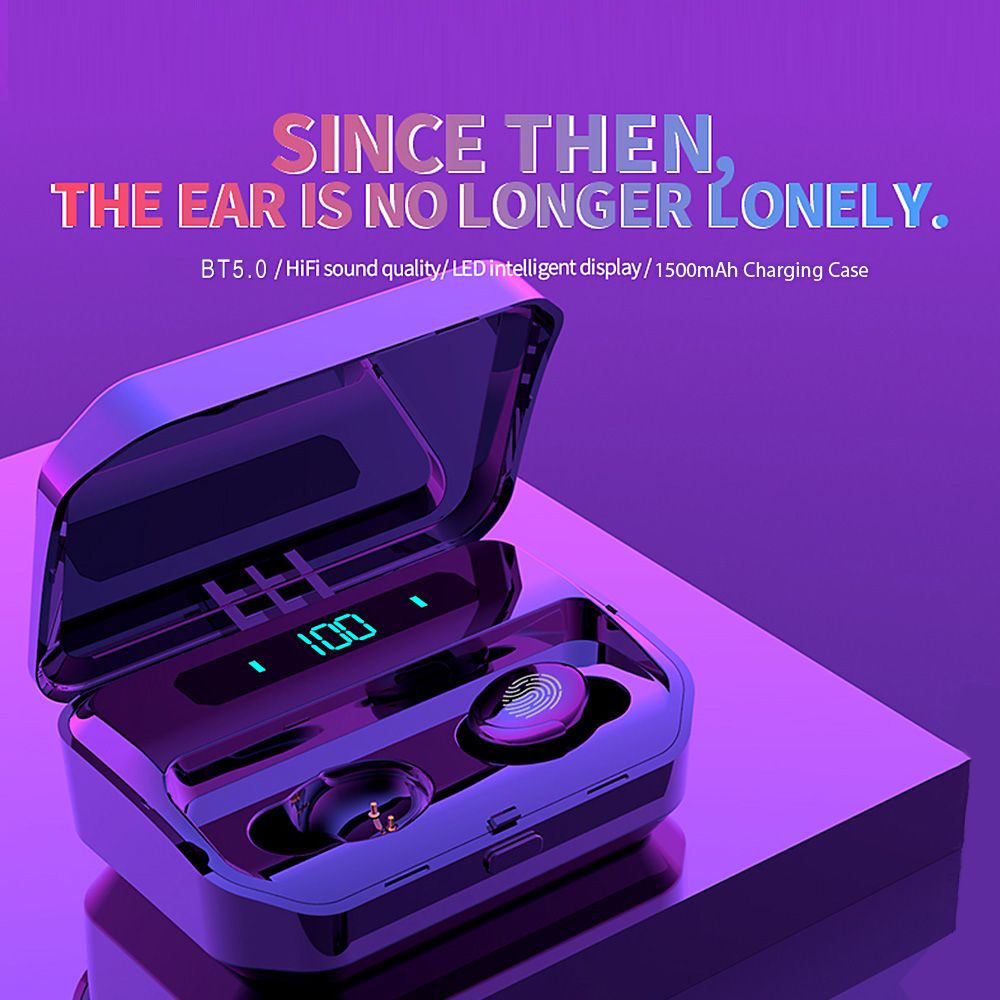 G12 BT5.0 Earphones Fingerprint Touch Control Wireless HiFi Sound Stereo Bass With Mic Handsfree Wireless Mini Earbuds Sports In-ear Headset for iphone Smartphone