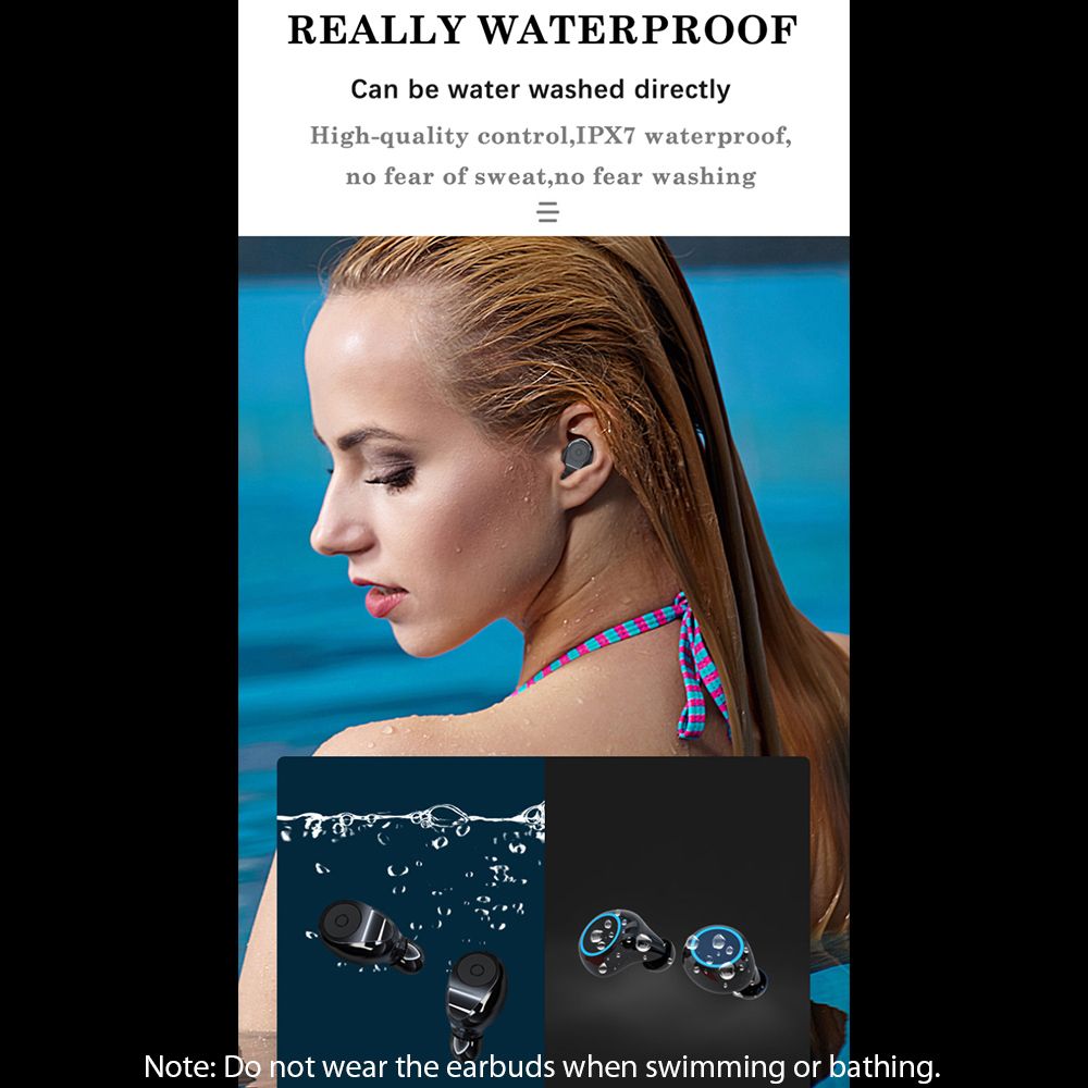 F9 Earphones BT5.0 Wireless Headphones Sweatproof Sports Mini Earbuds Noise Cancelling Gaming Headset LED Digital Display Button Control