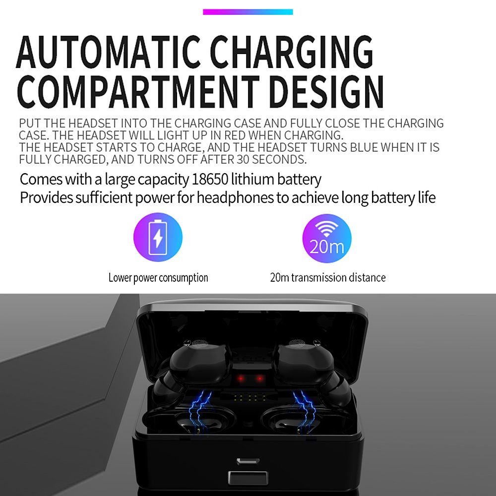 G10 True Wireless Stereo Earphones BT 5.0 Wireless Mini Sports Earbuds 9D HiFi Sound Headset HD Call Noise Reduction Headphones LED Digital Power Display Fingerprint Touch Control