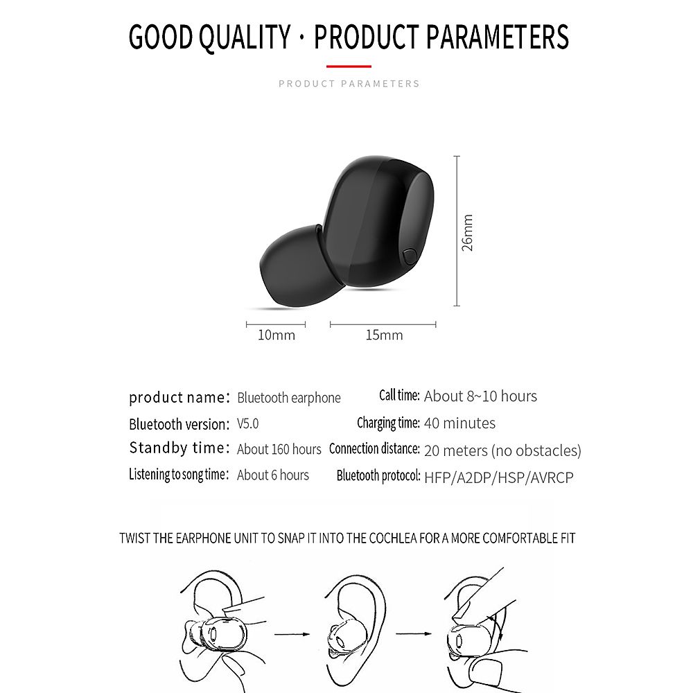 G10 True Wireless Stereo Earphones BT 5.0 Wireless Mini Sports Earbuds 9D HiFi Sound Headset HD Call Noise Reduction Headphones LED Digital Power Display Fingerprint Touch Control