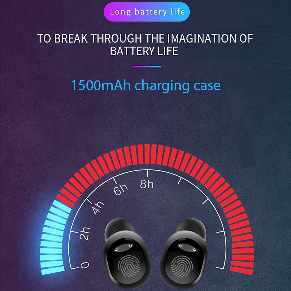 G10 True Wireless Stereo Earphones BT 5.0 Wireless Mini Sports Earbuds 9D HiFi Sound Headset HD Call Noise Reduction Headphones LED Digital Power Display Fingerprint Touch Control