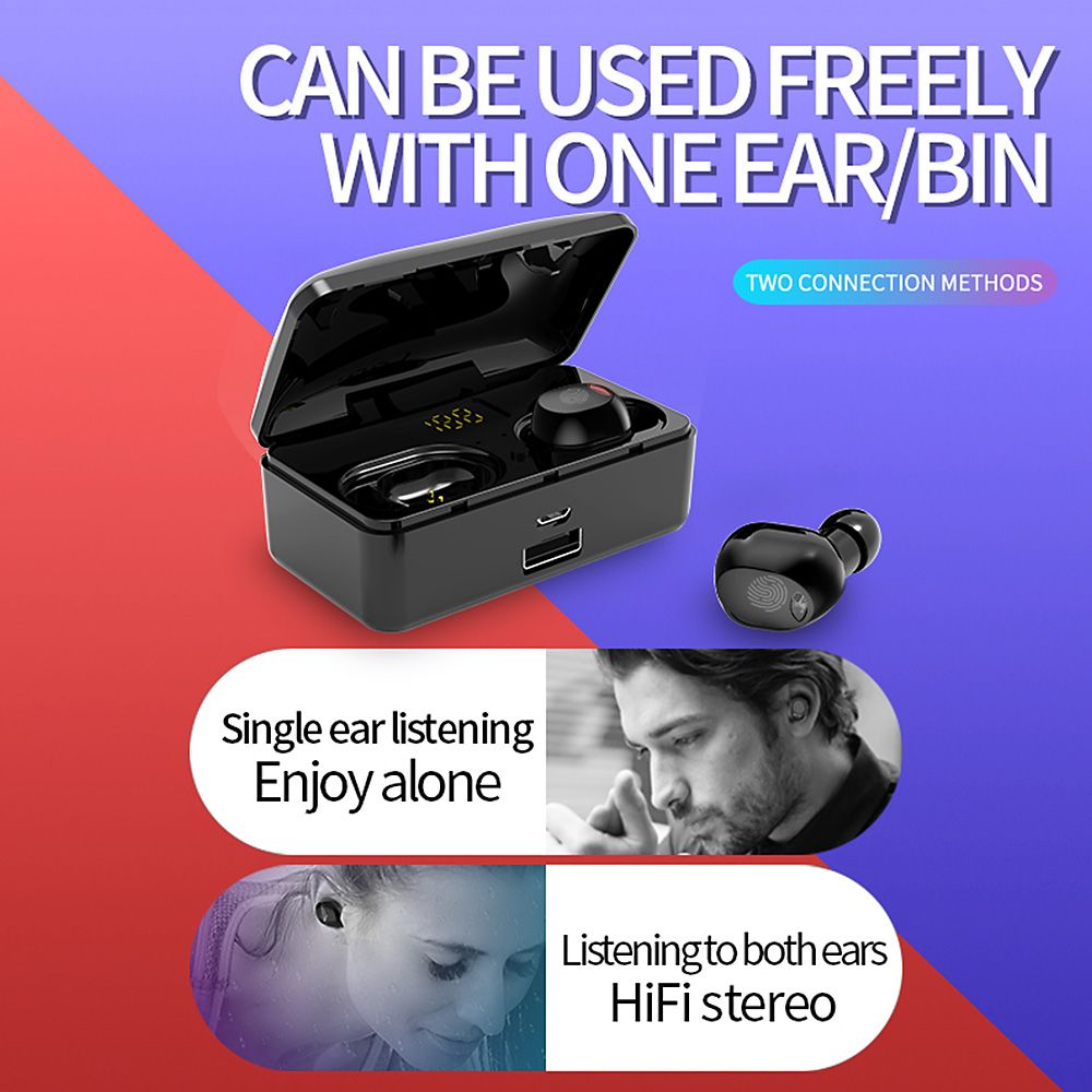 G10 True Wireless Stereo Earphones BT 5.0 Wireless Mini Sports Earbuds 9D HiFi Sound Headset HD Call Noise Reduction Headphones LED Digital Power Display Fingerprint Touch Control