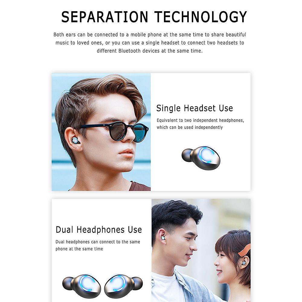 F9-8 Earphones BT 5.0 Wireless Mini Sports Earbuds 8D HiFi Sound Headset HD Call Noise Reduction Siri Voice Assistant Headphones With LED Digital Power Display