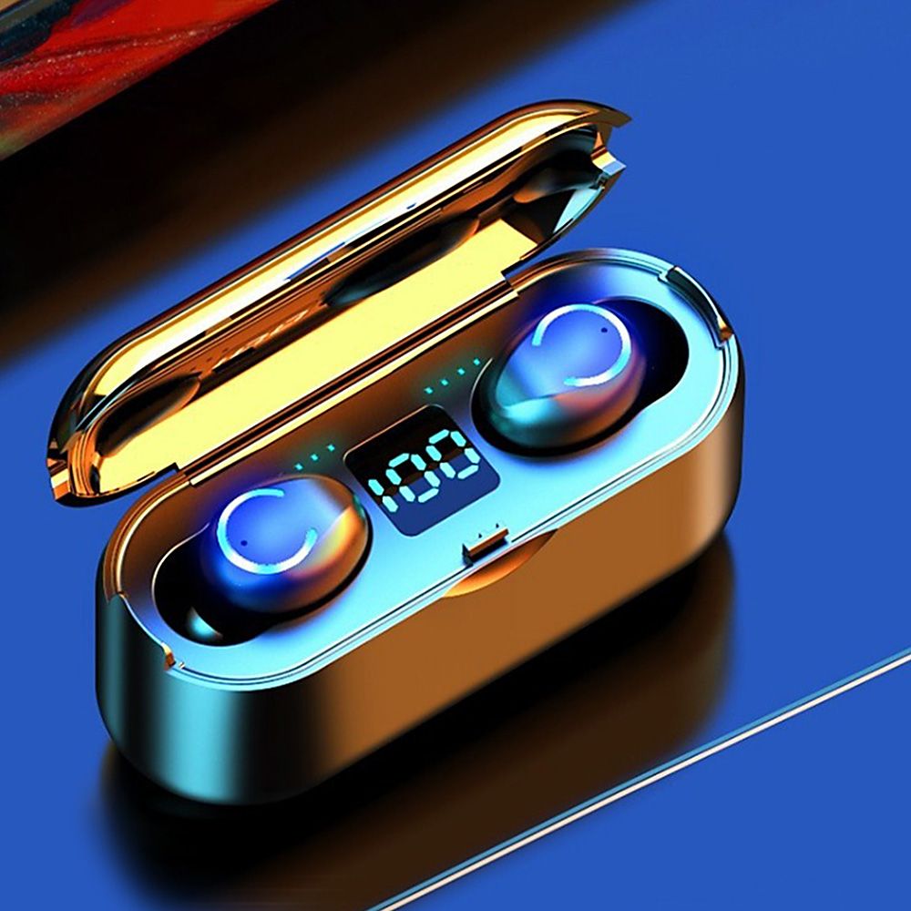 F9-8 Earphones BT 5.0 Wireless Mini Sports Earbuds 8D HiFi Sound Headset HD Call Noise Reduction Siri Voice Assistant Headphones With LED Digital Power Display