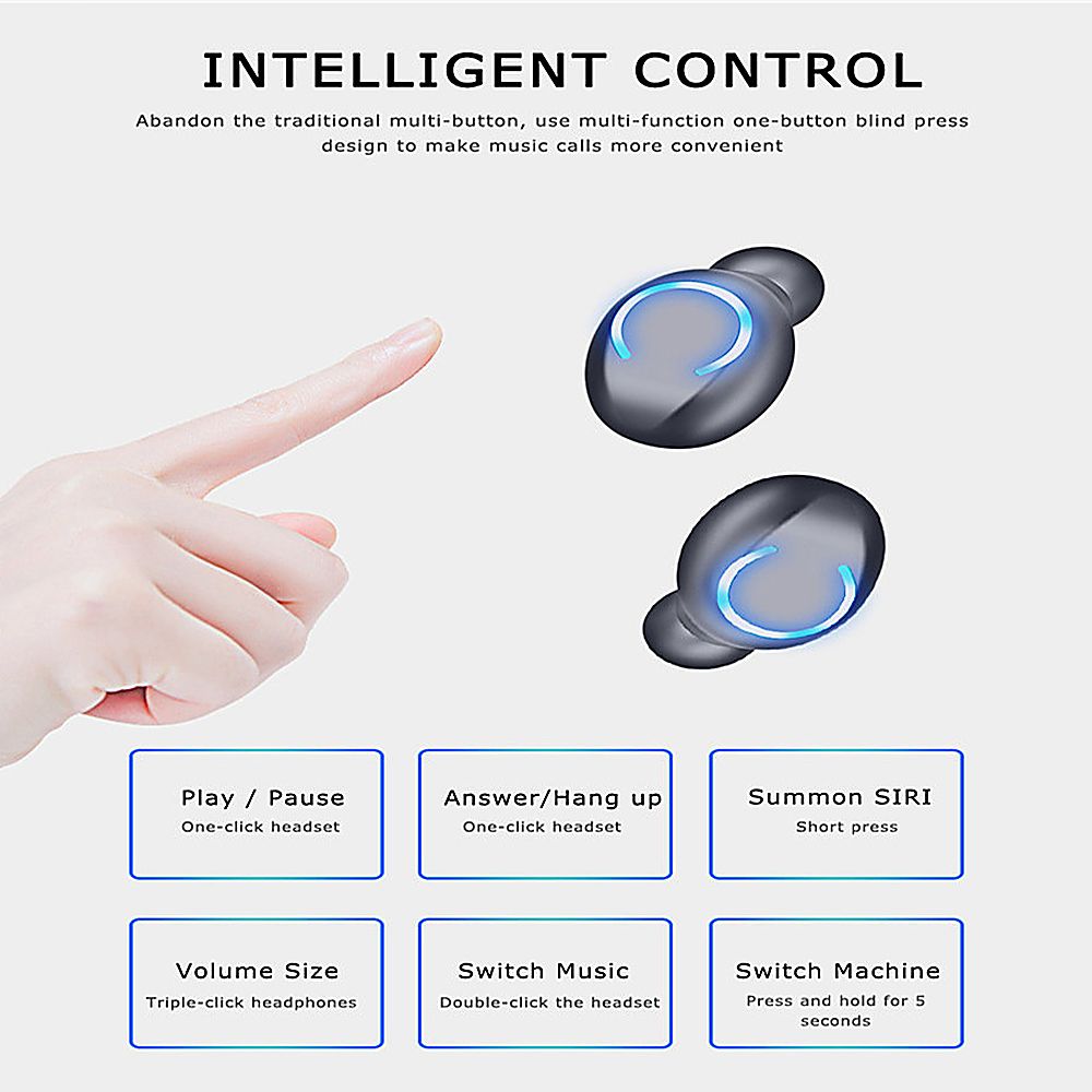 F9-8 Earphones BT 5.0 Wireless Mini Sports Earbuds 8D HiFi Sound Headset HD Call Noise Reduction Siri Voice Assistant Headphones With LED Digital Power Display