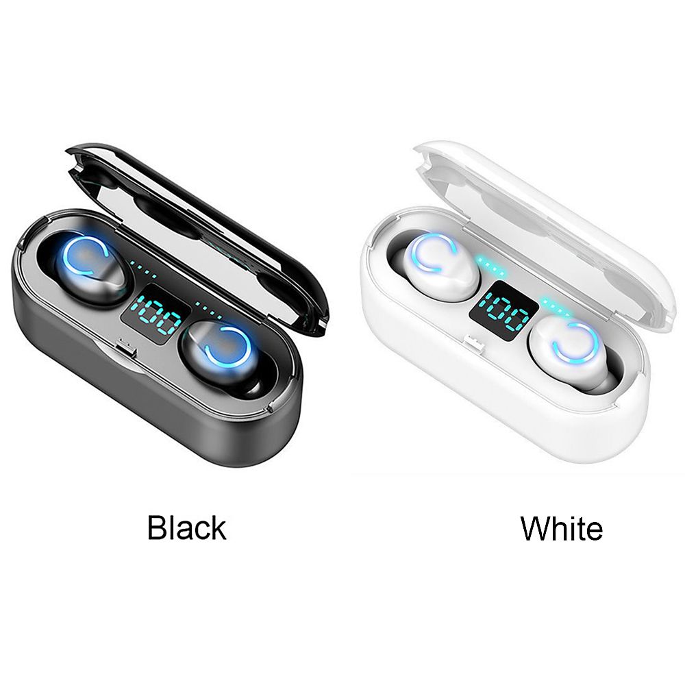 F9-8 Earphones BT 5.0 Wireless Mini Sports Earbuds 8D HiFi Sound Headset HD Call Noise Reduction Siri Voice Assistant Headphones With LED Digital Power Display