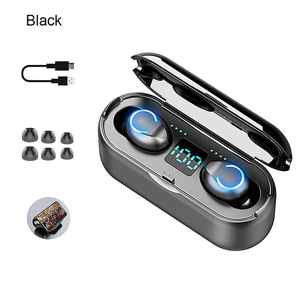 F9-8 Earphones BT 5.0 Wireless Mini Sports Earbuds 8D HiFi Sound Headset HD Call Noise Reduction Siri Voice Assistant Headphones With LED Digital Power Display