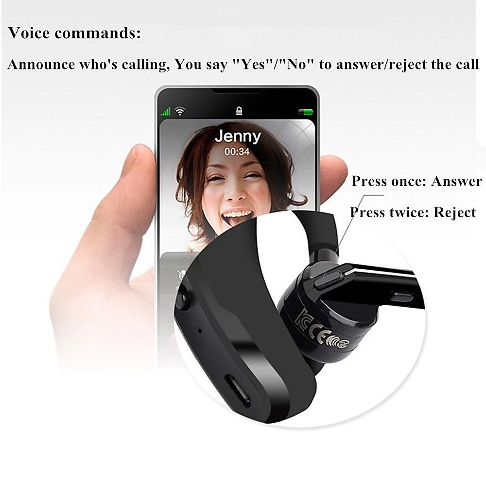 V8 BT Wireless Earphone Business Headset Handsfree Call BT Headphone Driving Sports Earbud With Mic 1pc