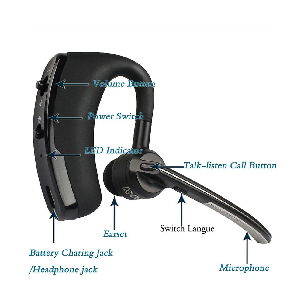 V8 BT Wireless Earphone Business Headset Handsfree Call BT Headphone Driving Sports Earbud With Mic 1pc