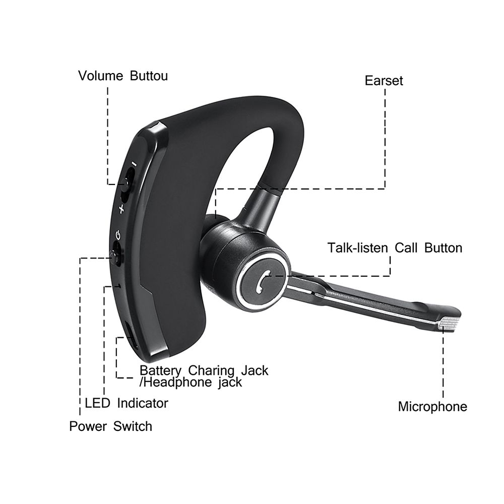 V8S BT In-ear Wireless Earphone Business Headset Handsfree Call BT Headphone Driving Sports Earbud With Mic Ear Hook 1pc