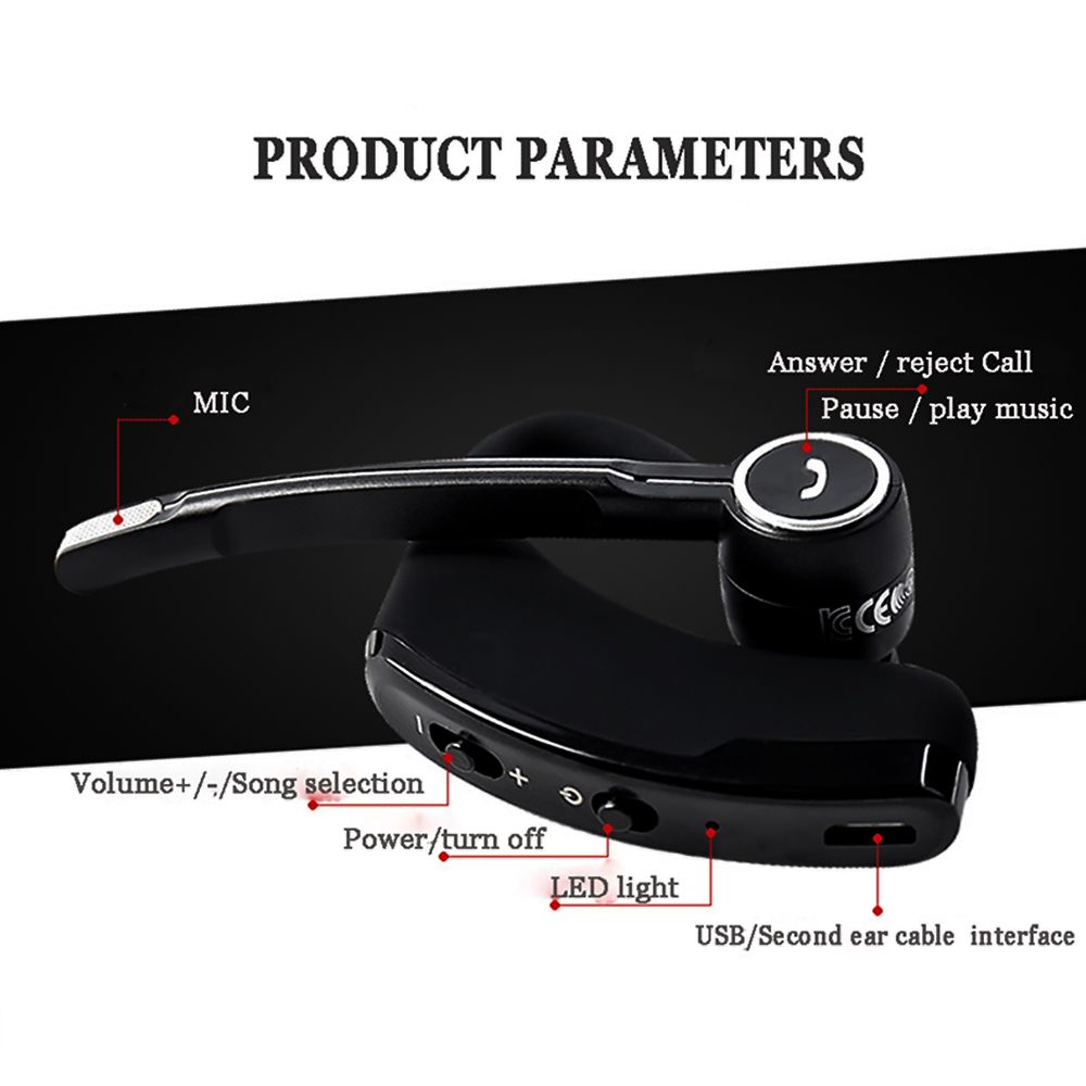 V8S BT In-ear Wireless Earphone Business Headset Handsfree Call BT Headphone Driving Sports Earbud With Mic Ear Hook 1pc