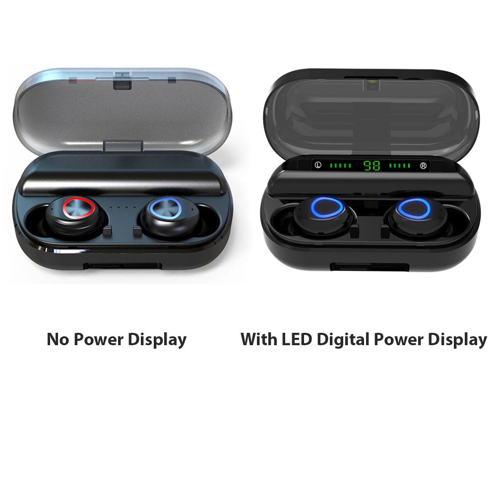 V10 BT 5.0 Wireless Earphones Stereo Wireless Mini Earbuds HiFi Sound Headphones 2400mAh Powerbank Phone Holder No Power Display