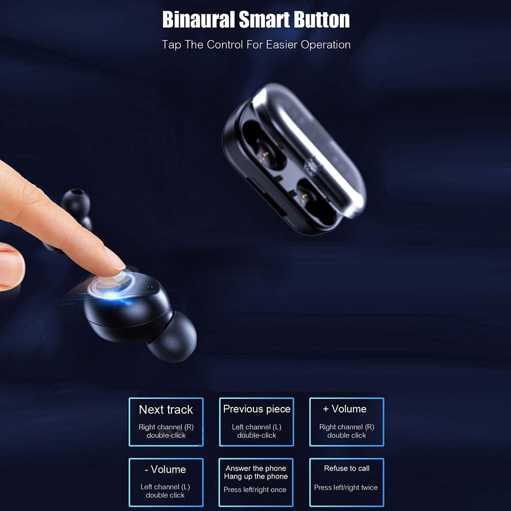 V10 BT 5.0 Wireless Earphones Stereo Wireless Mini Earbuds HiFi Sound Headphones 2400mAh Powerbank Phone Holder No Power Display