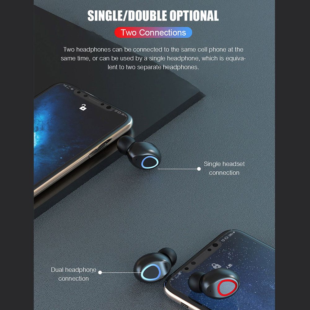 V10 BT 5.0 Wireless Earphones Stereo Wireless Mini Earbuds HiFi Sound Headphones 2400mAh Powerbank Phone Holder No Power Display