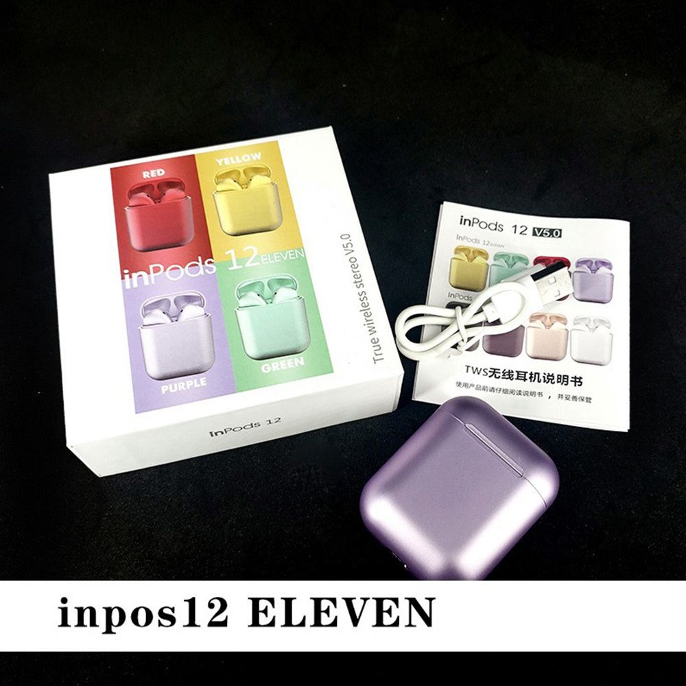 Inpods 12 True Wireless Stereo Earphones BT5.0 Popup Touch Control Wireless Headset Sports Earbuds Metal Color Headphone With Mic For Android iOS Smarthpone