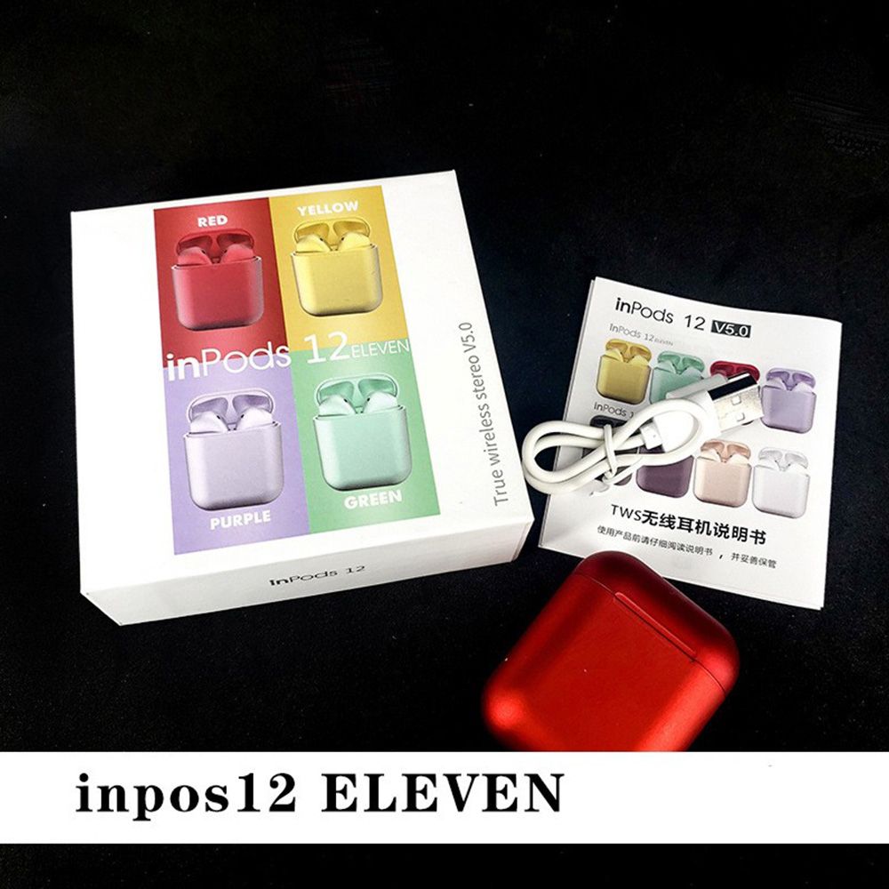 Inpods 12 True Wireless Stereo Earphones BT5.0 Popup Touch Control Wireless Headset Sports Earbuds Metal Color Headphone With Mic For Android iOS Smarthpone