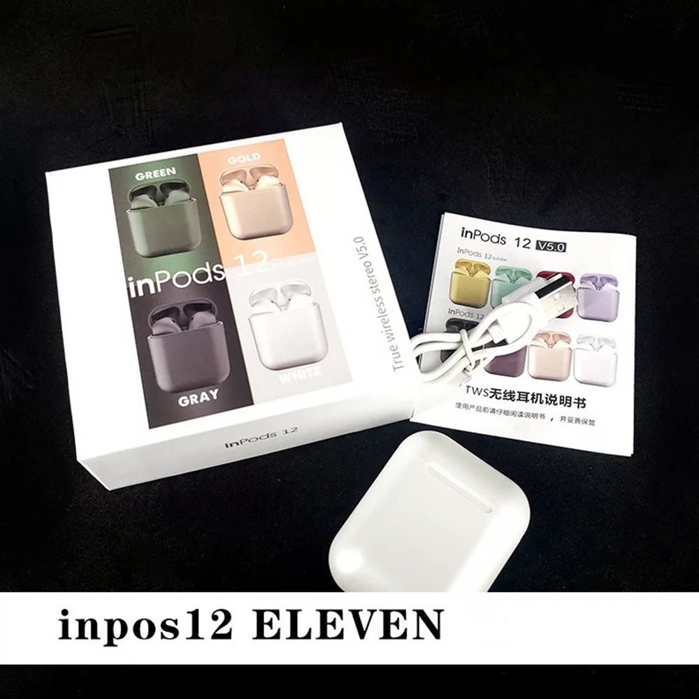 Inpods 12 True Wireless Stereo Earphones BT5.0 Popup Touch Control Wireless Headset Sports Earbuds Metal Color Headphone With Mic For Android iOS Smarthpone