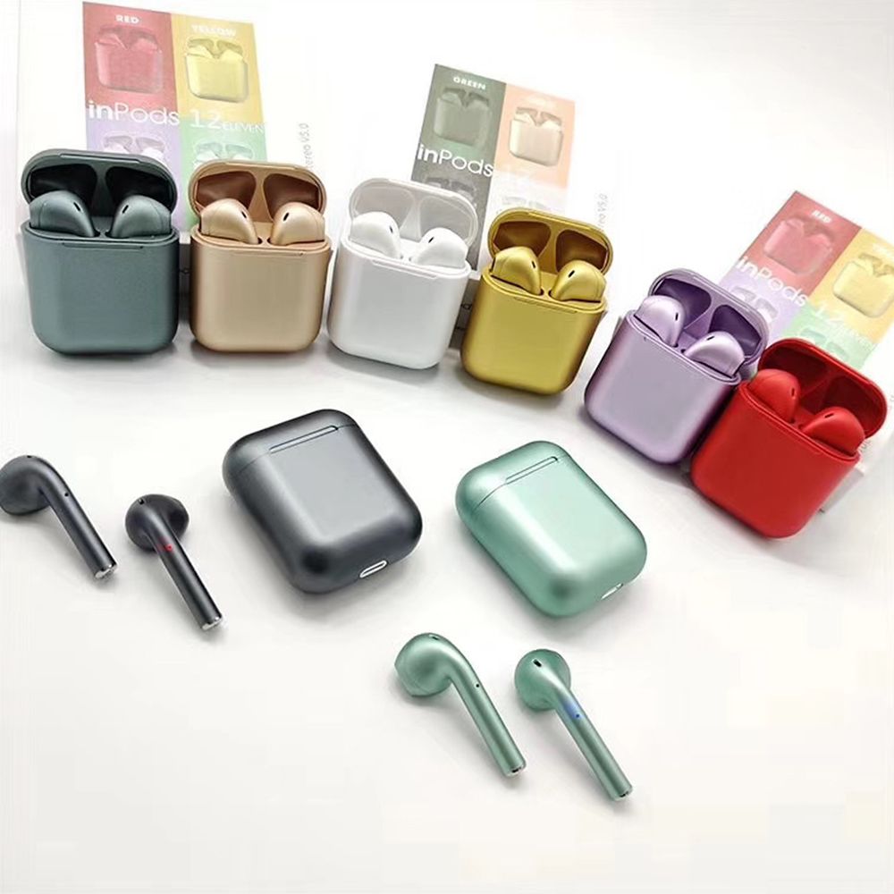 Inpods 12 True Wireless Stereo Earphones BT5.0 Popup Touch Control Wireless Headset Sports Earbuds Metal Color Headphone With Mic For Android iOS Smarthpone