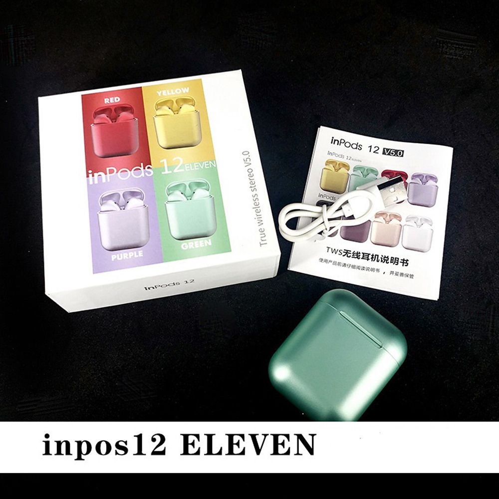 Inpods 12 True Wireless Stereo Earphones BT5.0 Popup Touch Control Wireless Headset Sports Earbuds Metal Color Headphone With Mic For Android iOS Smarthpone