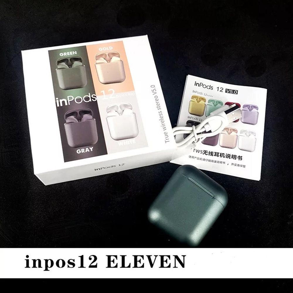Inpods 12 True Wireless Stereo Earphones BT5.0 Popup Touch Control Wireless Headset Sports Earbuds Metal Color Headphone With Mic For Android iOS Smarthpone